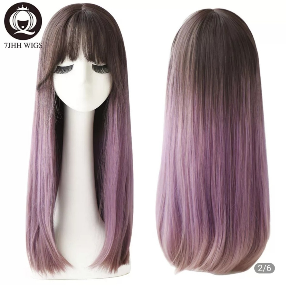 Long purple ombre wig